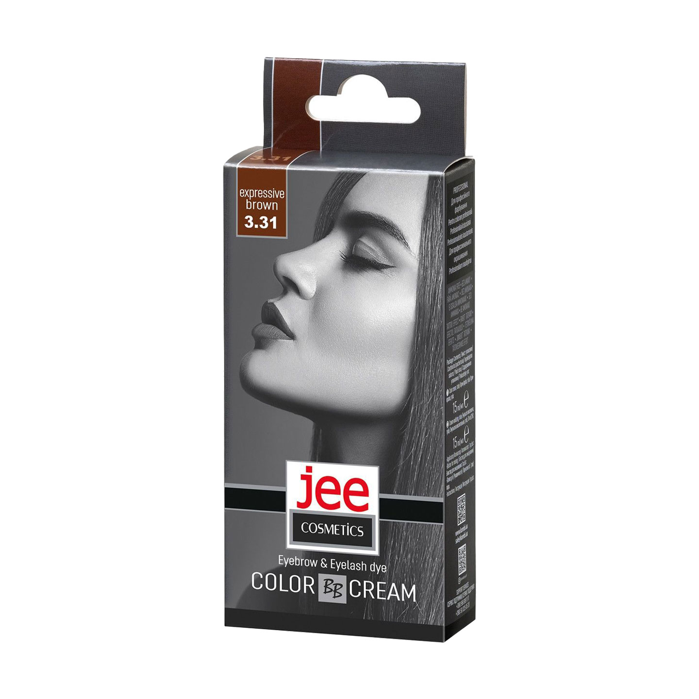 Крем-фарба для брів та вій Jee Cosmetics Eyebrow &amp; Eyelash Dye Color Cream 3.31 Виразний коричневий, 15 мл
